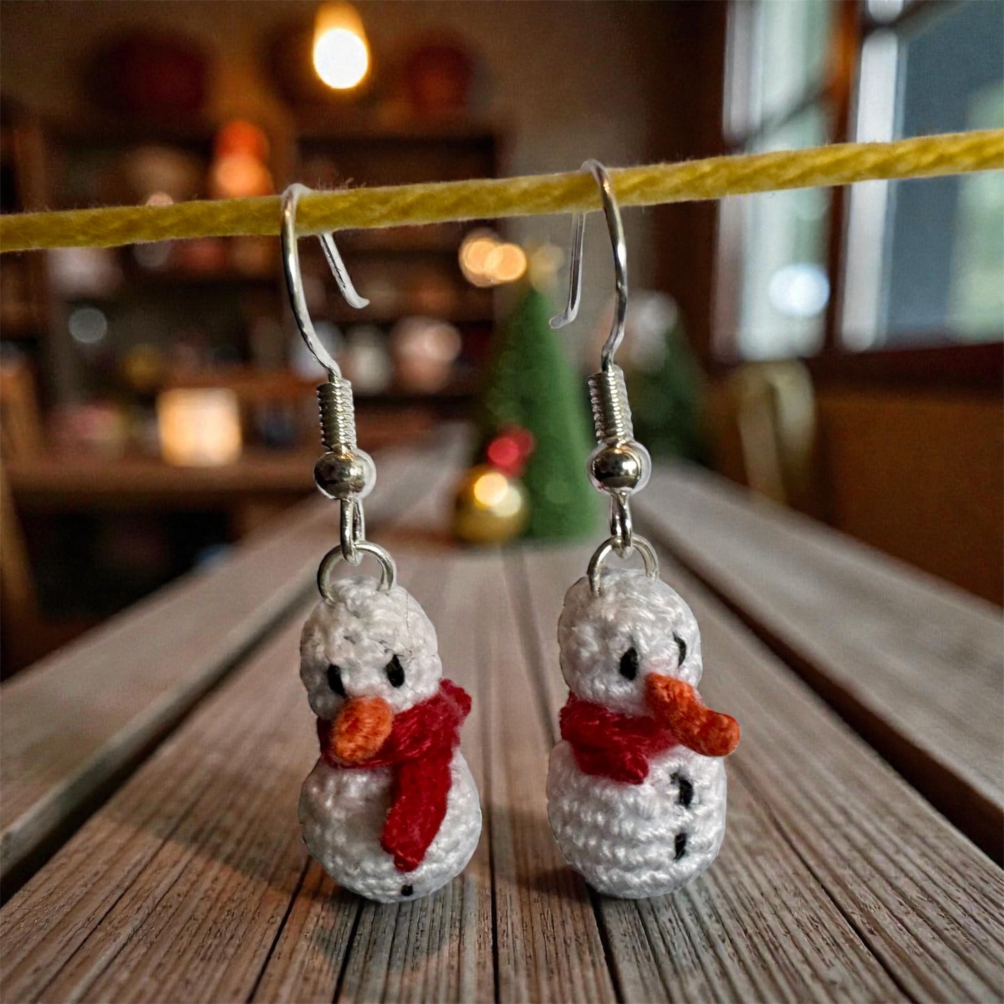 Micro Crochet Snowman Hypoallergenic Earrings