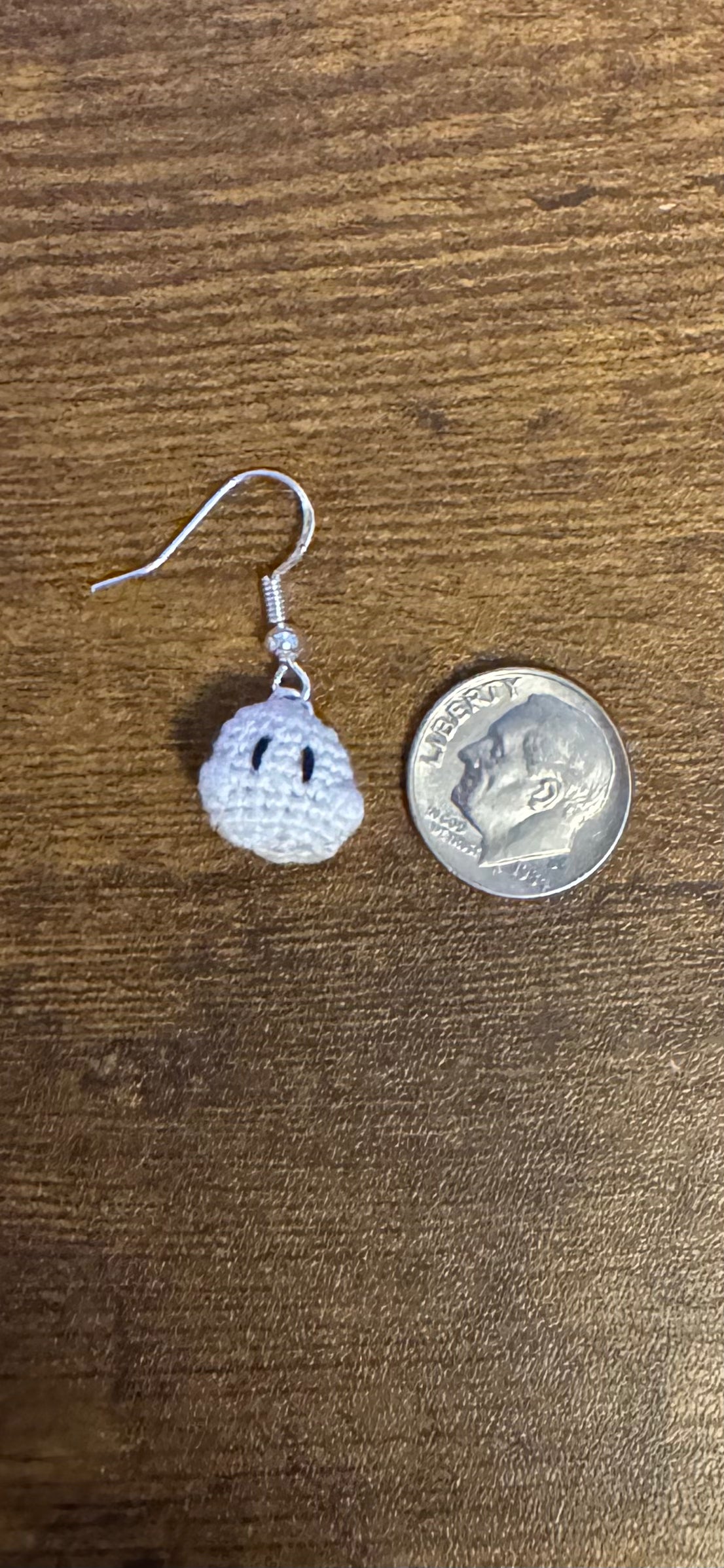 White Micro Crochet Halloween Ghost Earrings