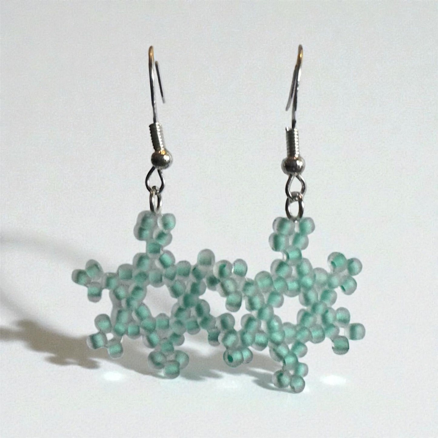 Blue Beaded Snowflake Winter Hypoallergenic Earrings