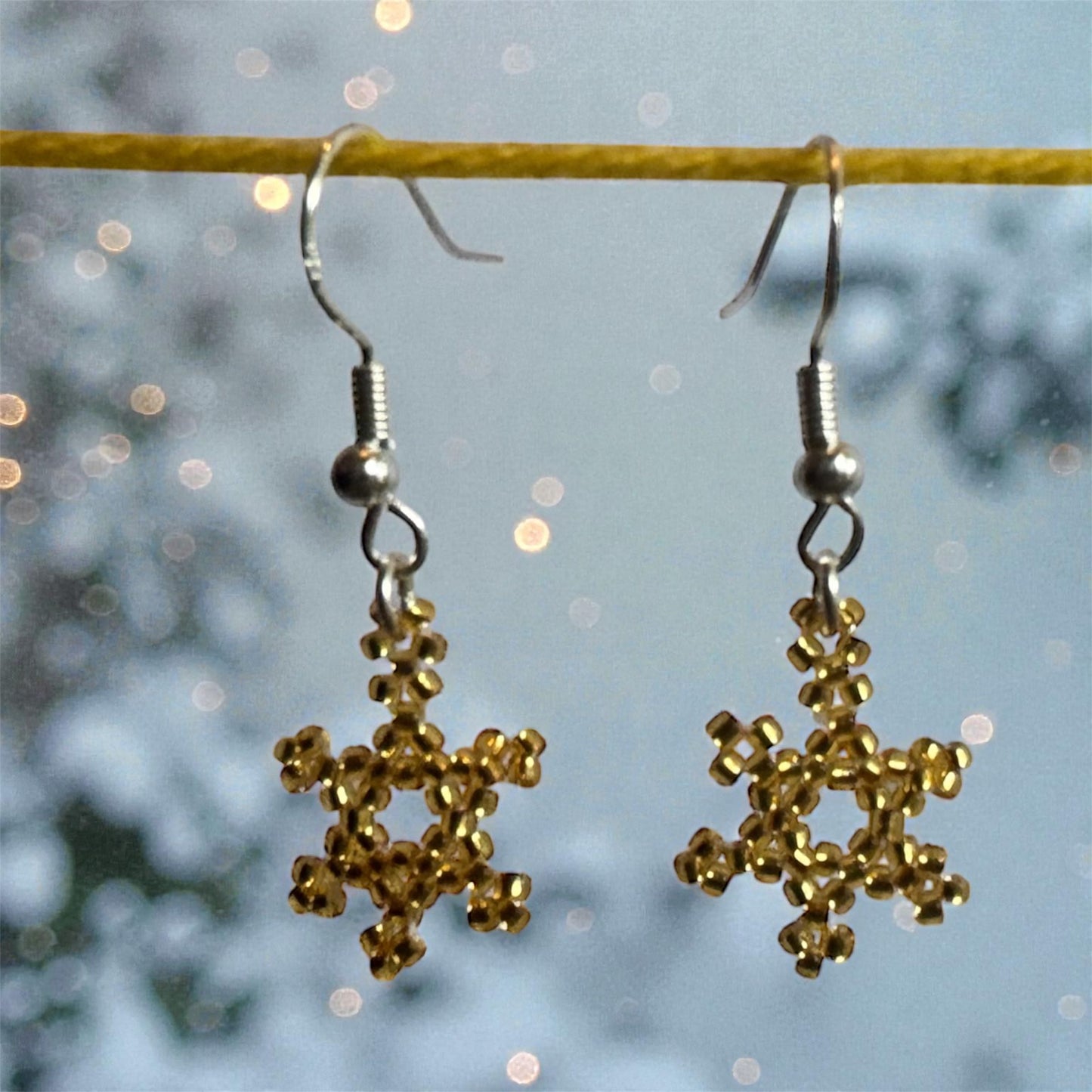 Small Gold Beaded Snowflake Hypoallergenic Earrings