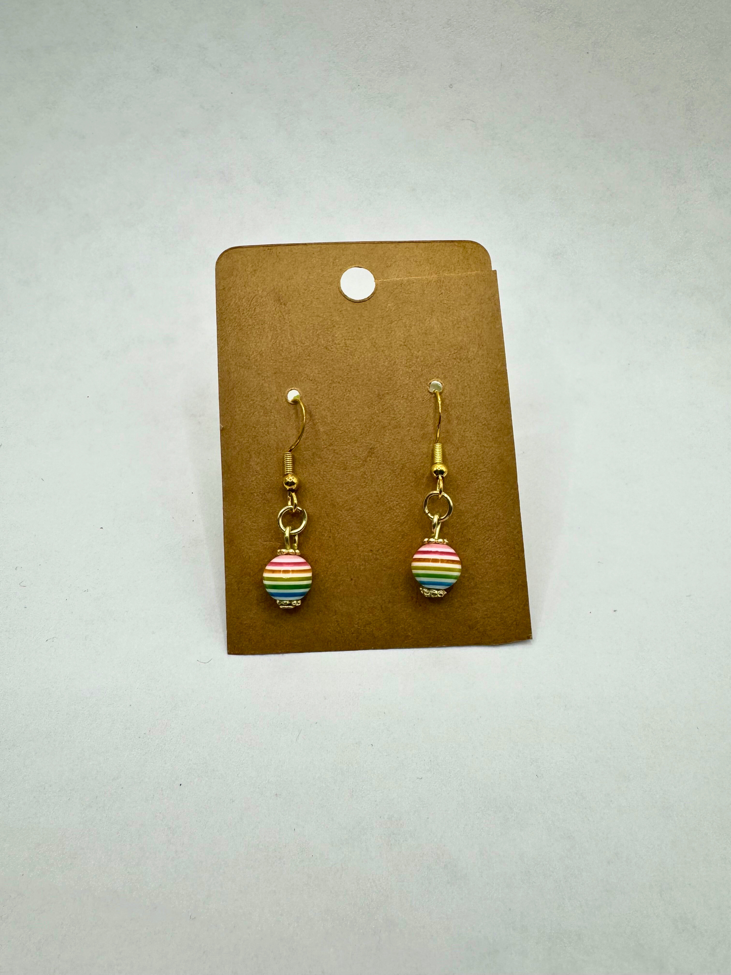 Rainbow Striped Globe Earrings