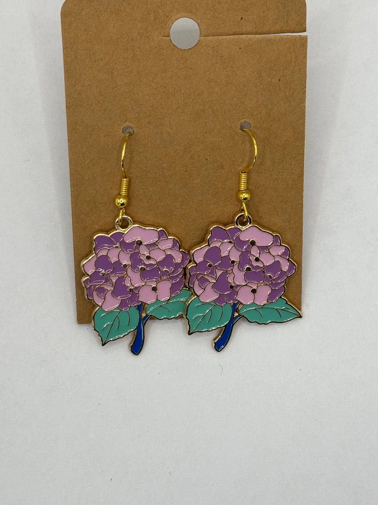 Hydrangea Earrings, Floral Earrings, Purple Flower Earrings