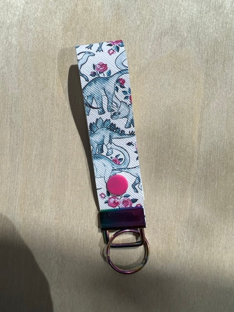 Dinosaur Floral Wristlet Keychain