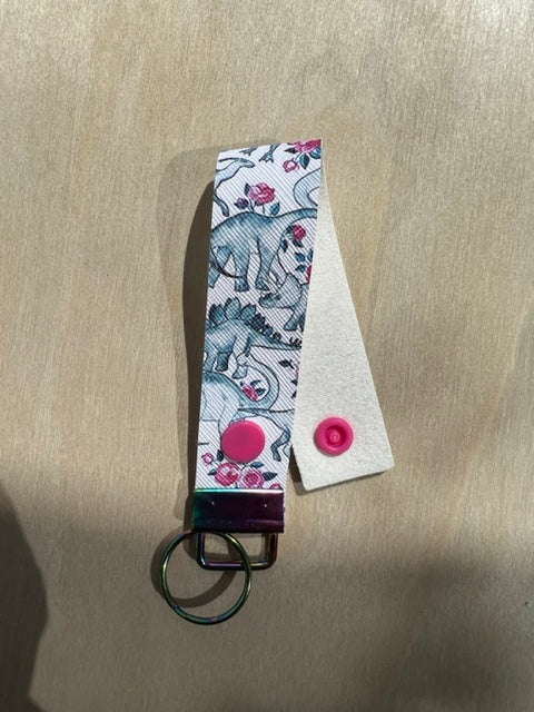 Dinosaur Floral Wristlet Keychain