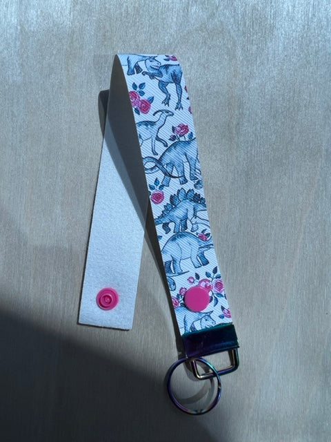 Dinosaur Floral Wristlet Keychain