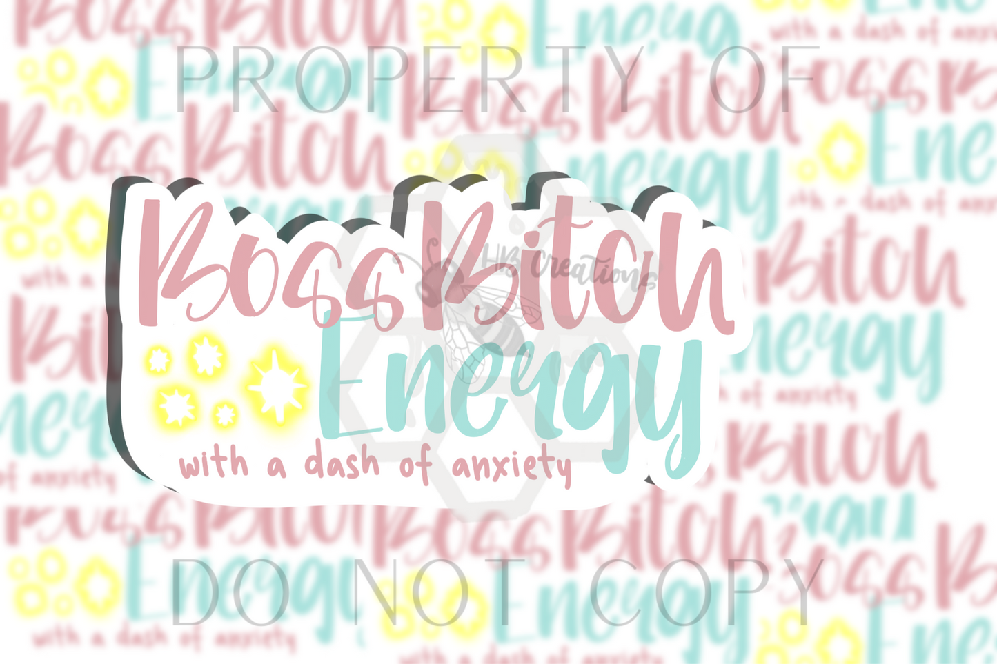 WHOLESALE Boss B*tch Energy Vinyl Sticker (Pack of 5)| Waterproof Sticker | Waterbottle Sticker | Laptop Sticker