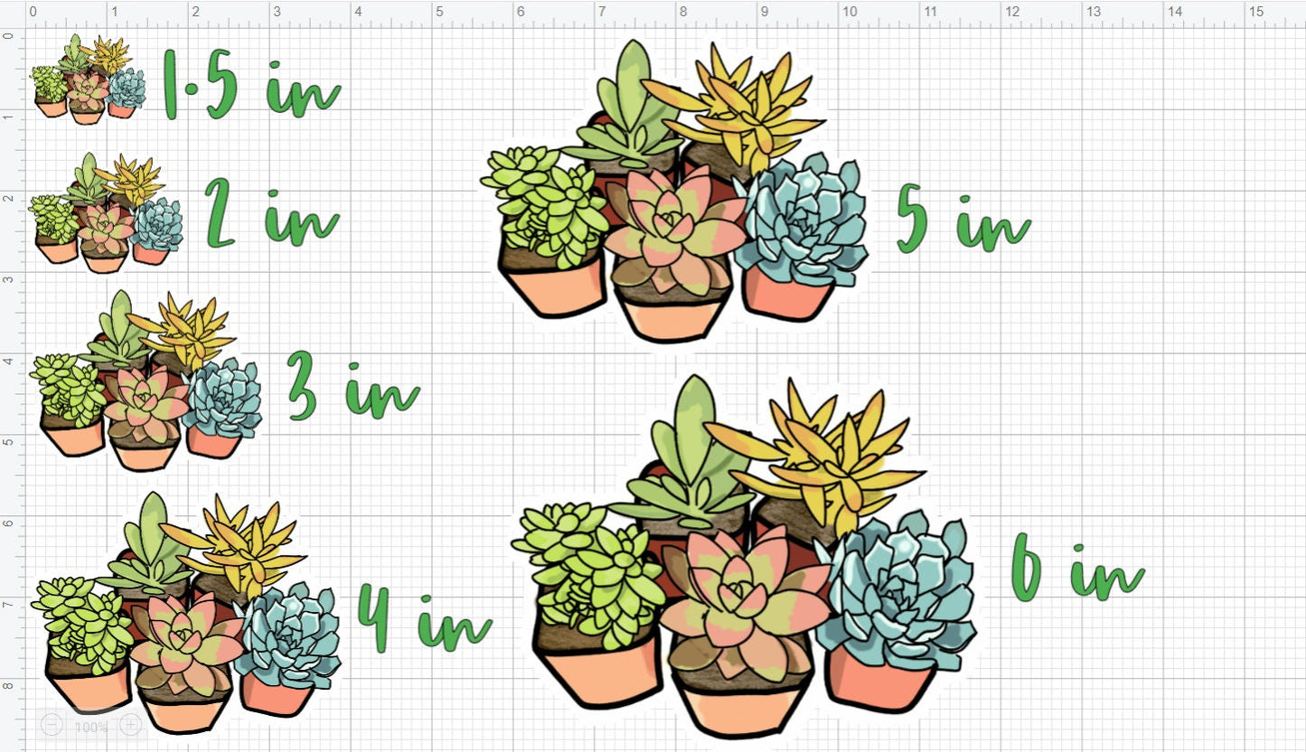 Succulent Plants Water-Resistant Sticker | Laptop Sticker | Water Bottle Sticker | Vinyl Sticker