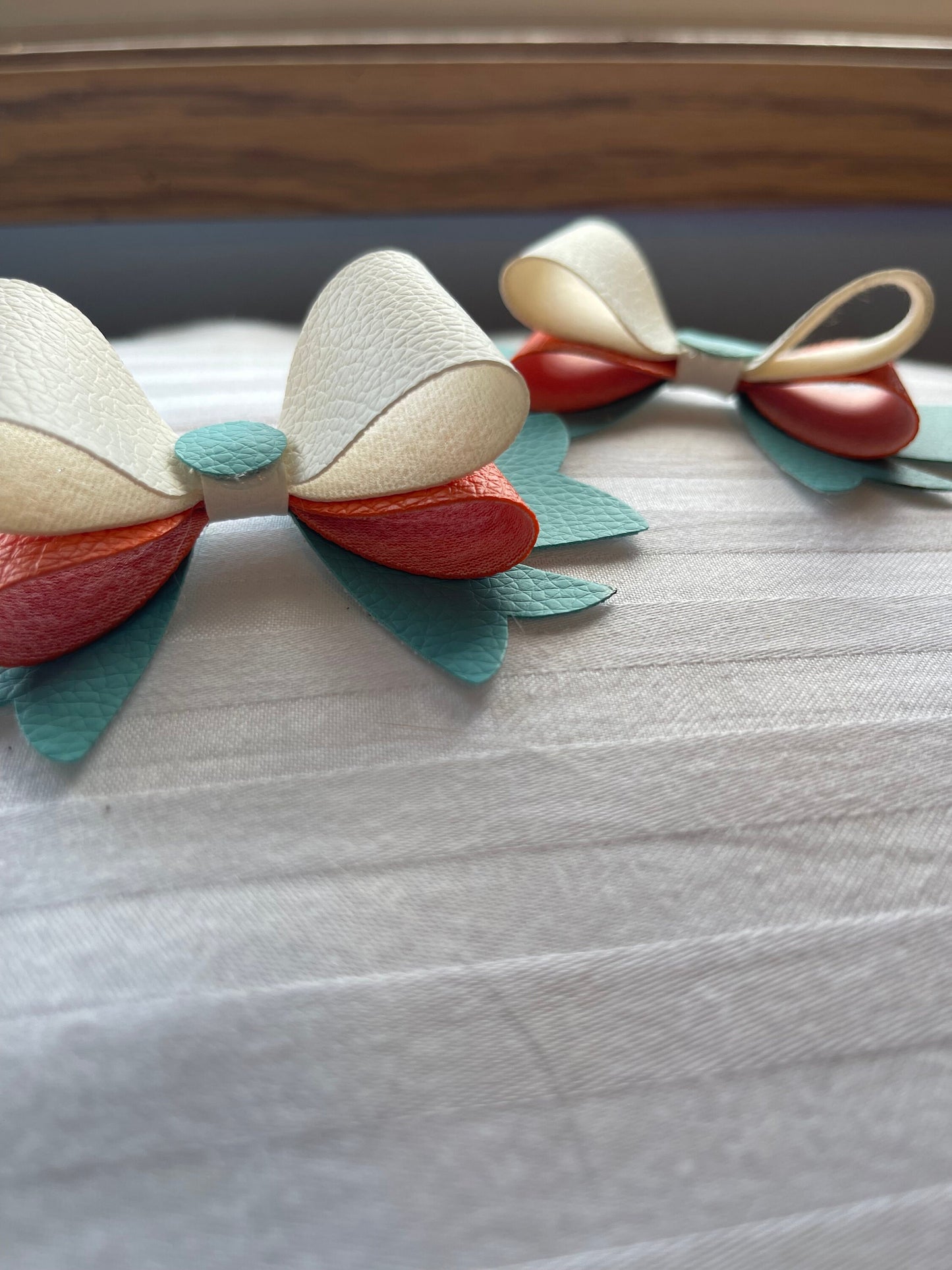 Blue, Orange, and White Hairbow Set | Women's Bow | Children's Bow