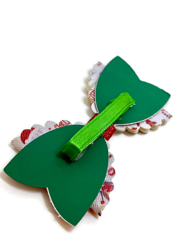 Christmas Red and Green Clip Bow