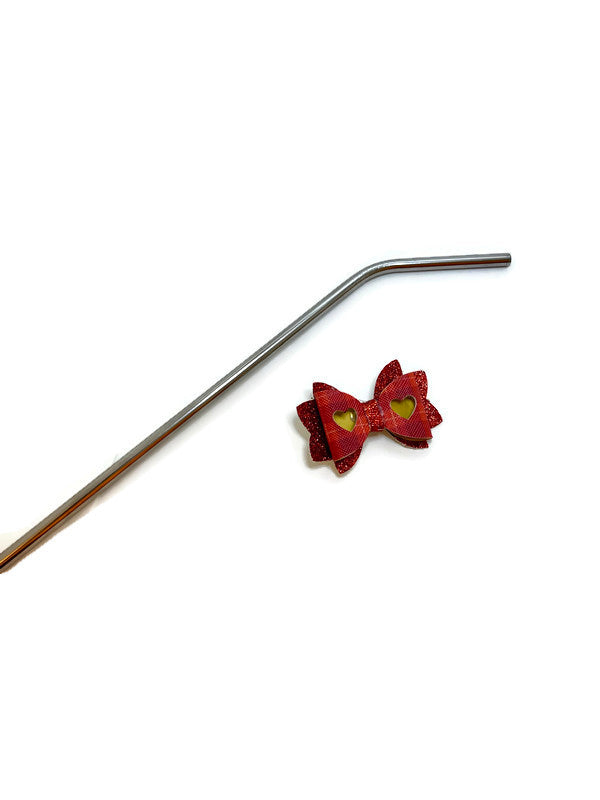 Heart Red and Gold Straw Topper