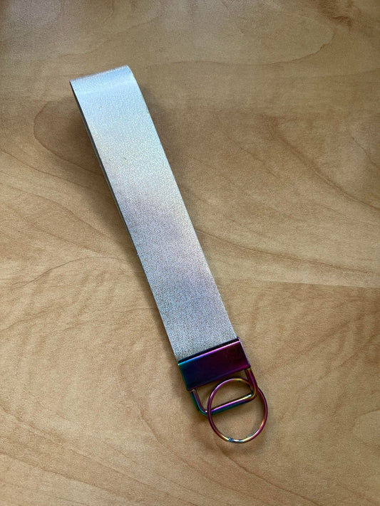 Shiny Silver Long Wristlet Keychain