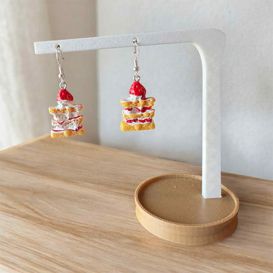 Strawberry Shortcake Earrings | Dessert Inspired Jewelry | Lightweight Hypoallergenic Dangles