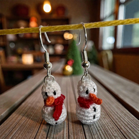 Micro Crochet Snowman Hypoallergenic Earrings