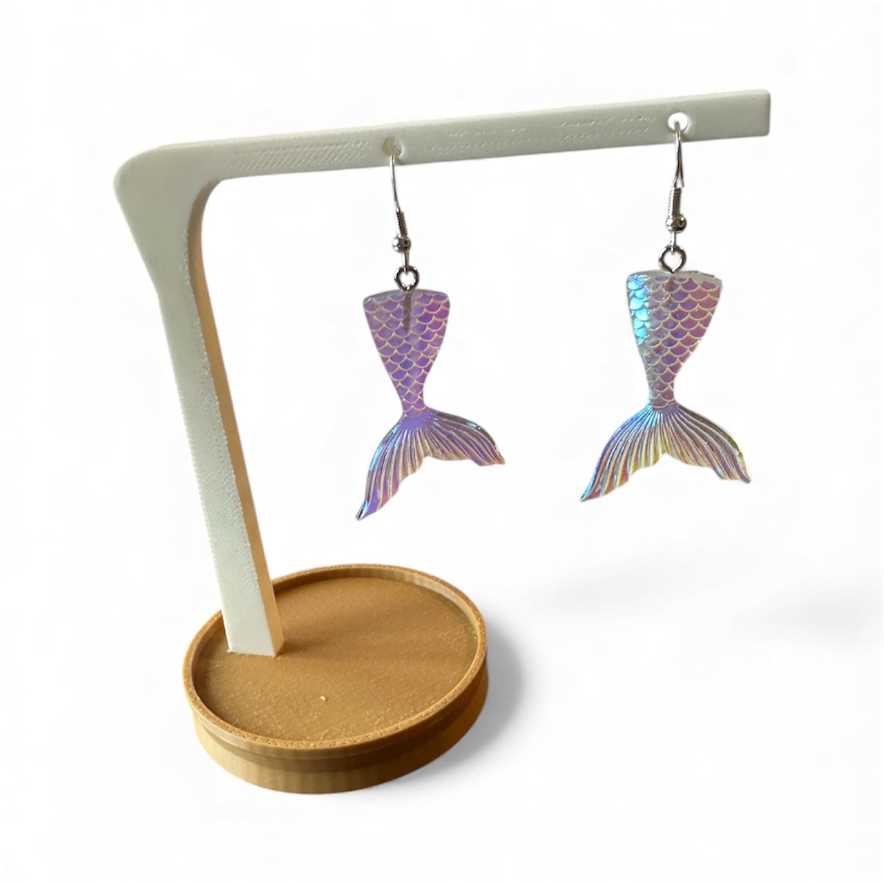 Mermaid Tail Earrings Iridescent Lightweight Hypoallergenic
