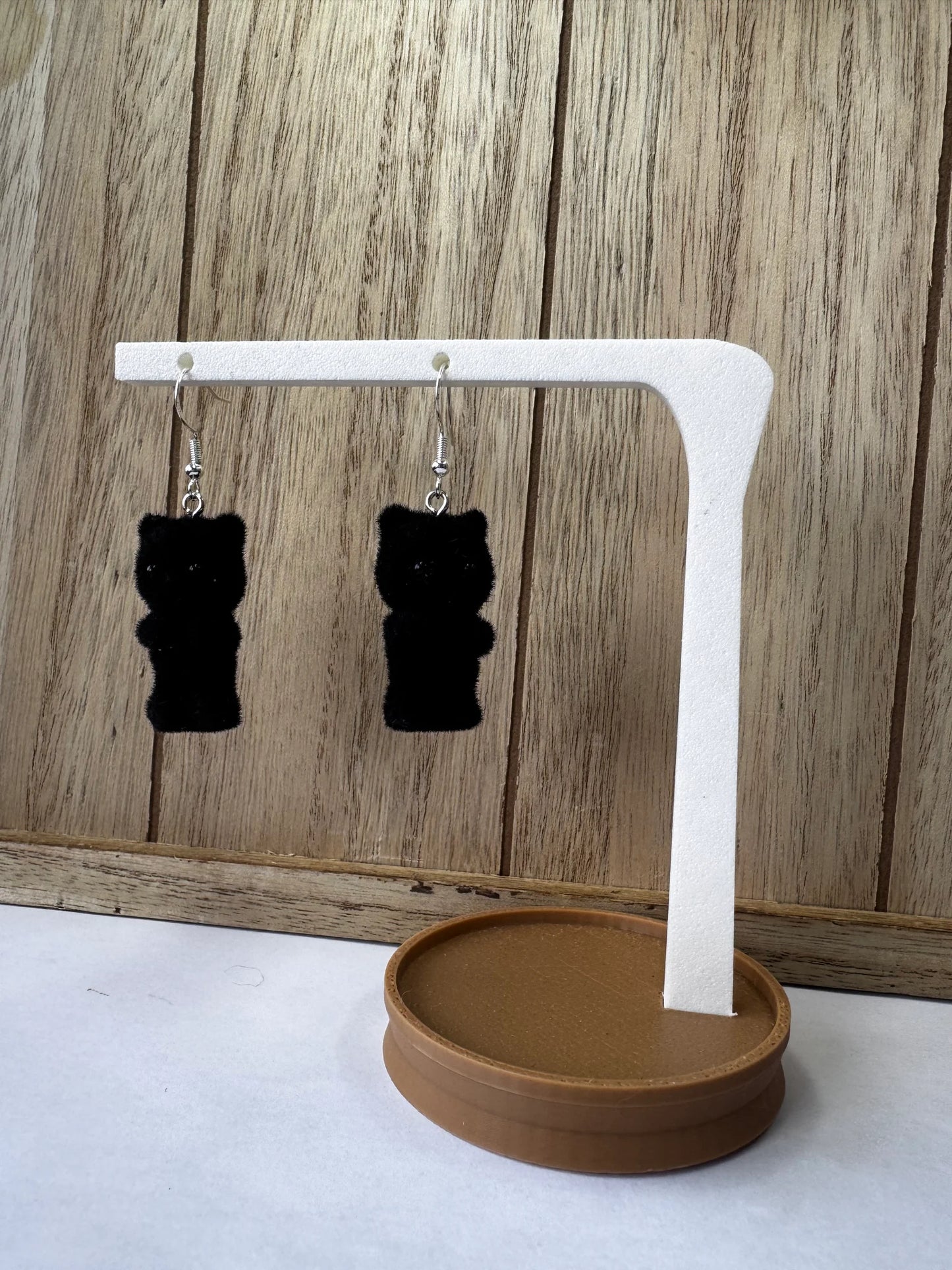 Fuzzy Black Cat Earrings