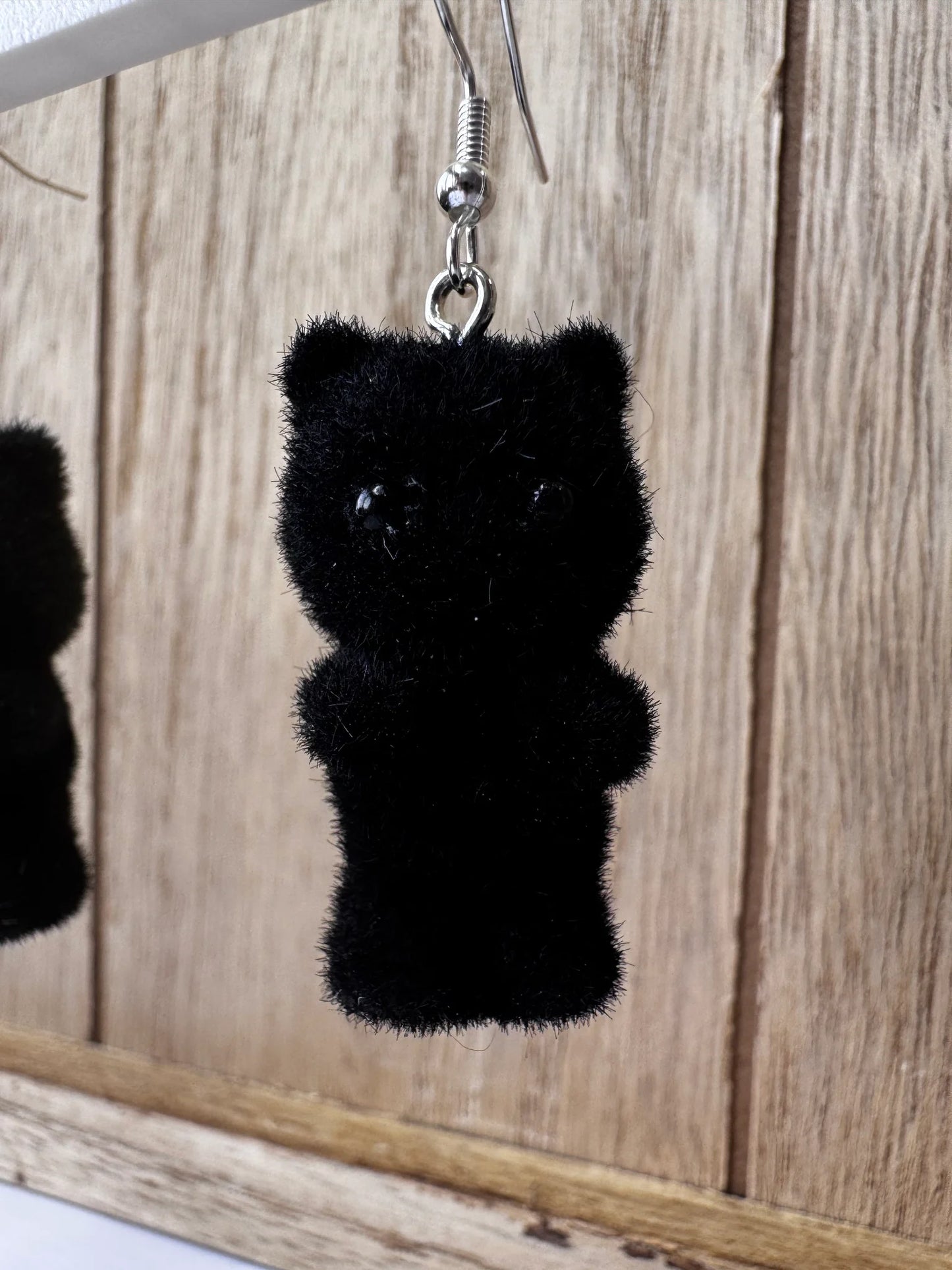 Fuzzy Black Cat Earrings