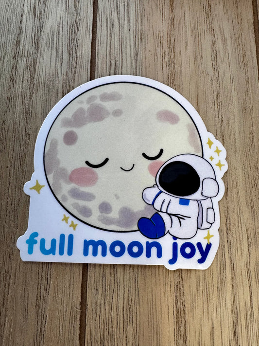 Full Moon Joy Sticker | Cute Moon & Astronaut Sticker
