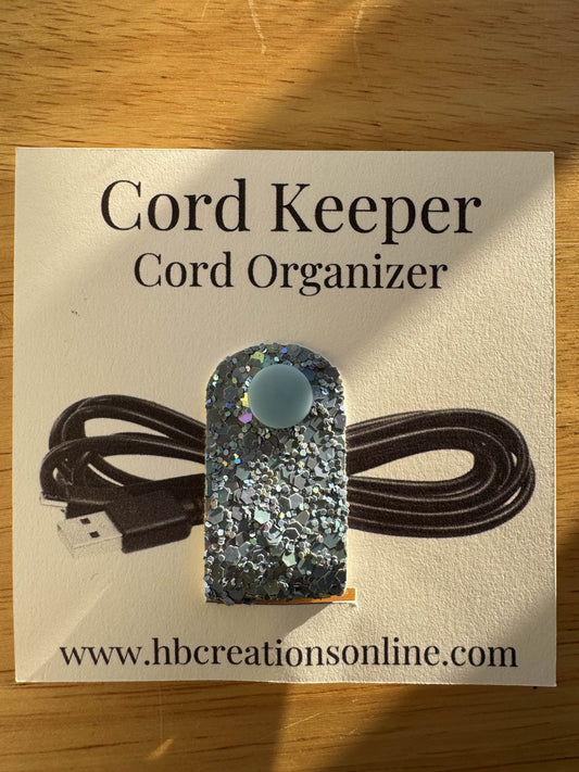 Blue Glittery Cord Keeper | Cord Organizer | Travel Cord Organizer