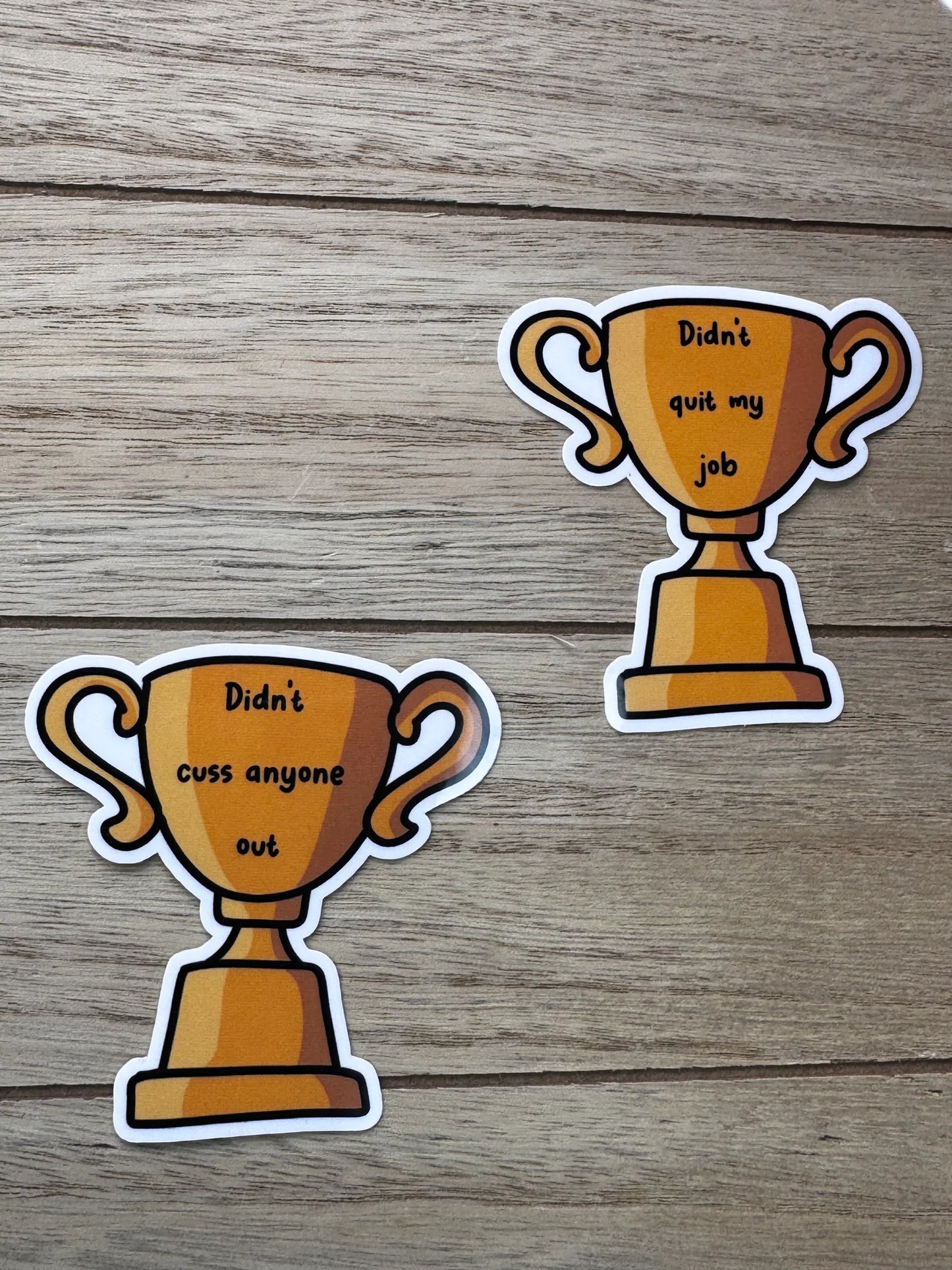 Adult Trophy Stickers | Motivational Decals | Water Bottle Encouragement