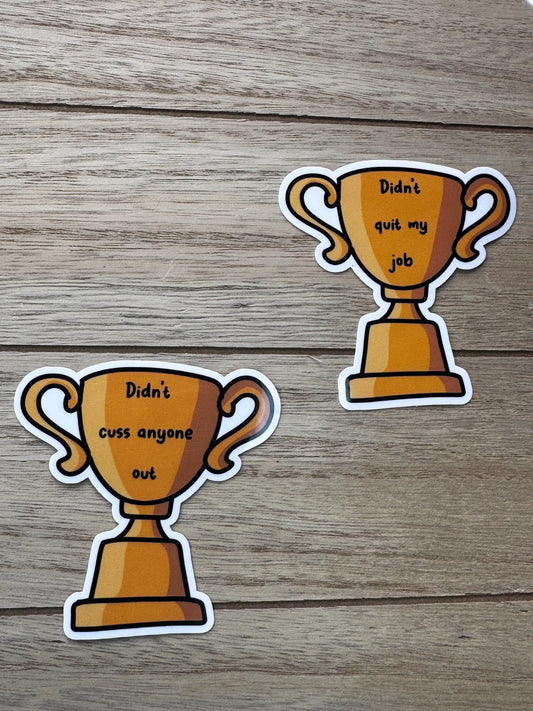 Adult Trophy Stickers | Motivational Decals | Water Bottle Encouragement