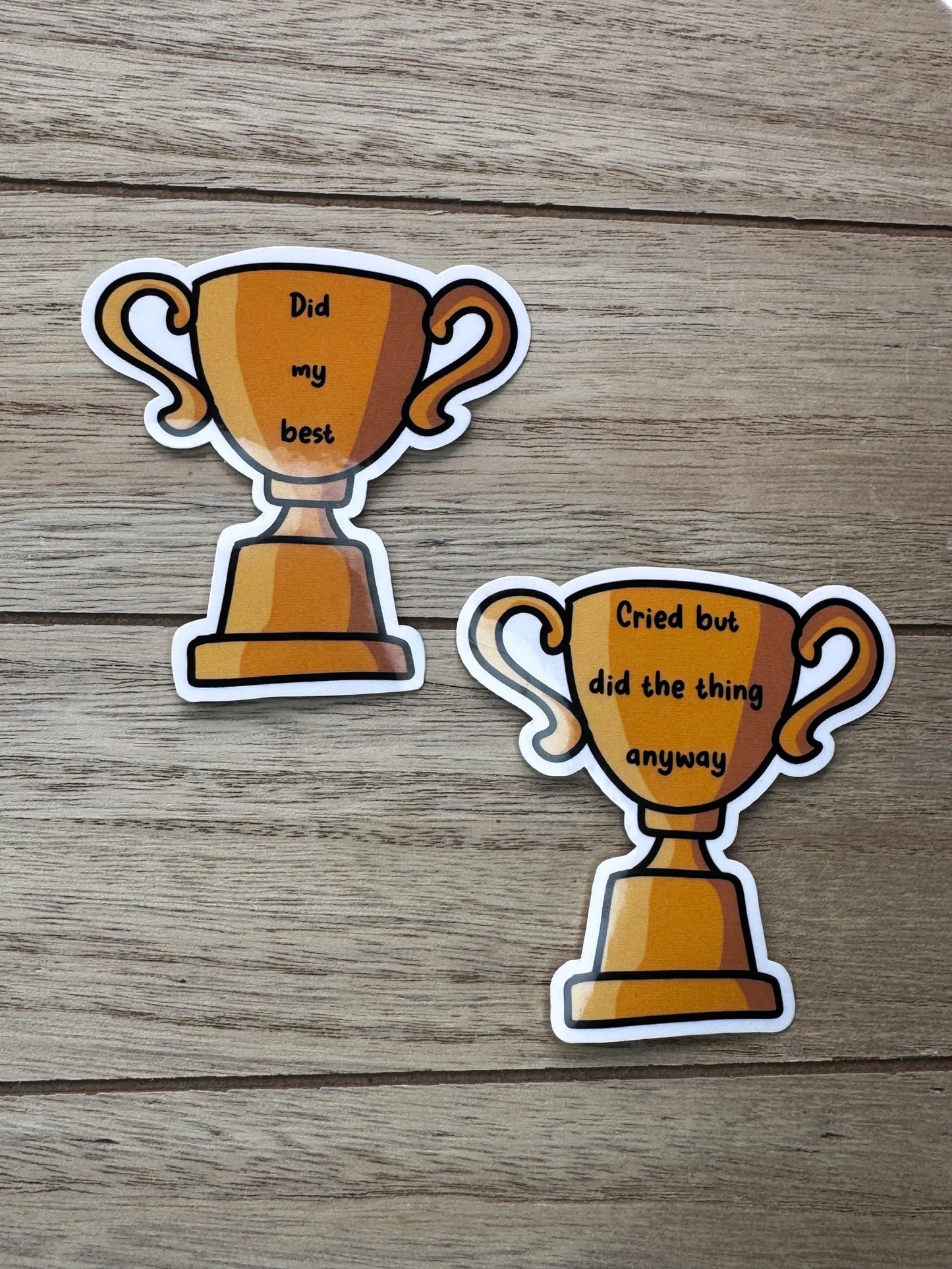 Adult Trophy Stickers | Motivational Decals | Water Bottle Encouragement