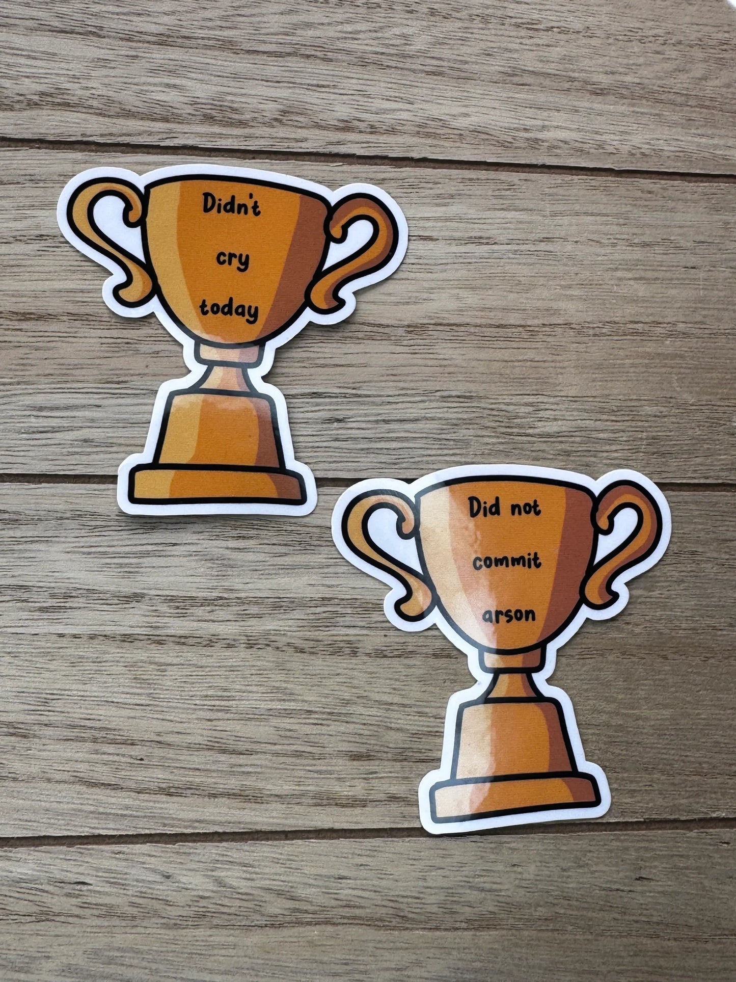 Adult Trophy Stickers | Motivational Decals | Water Bottle Encouragement