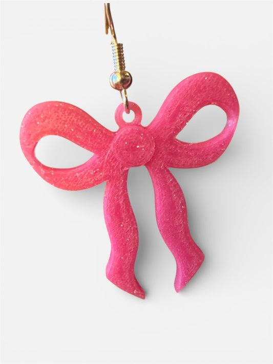 Pink Bow Earrings | Coquette Dangles | Cute Statement Jewelry
