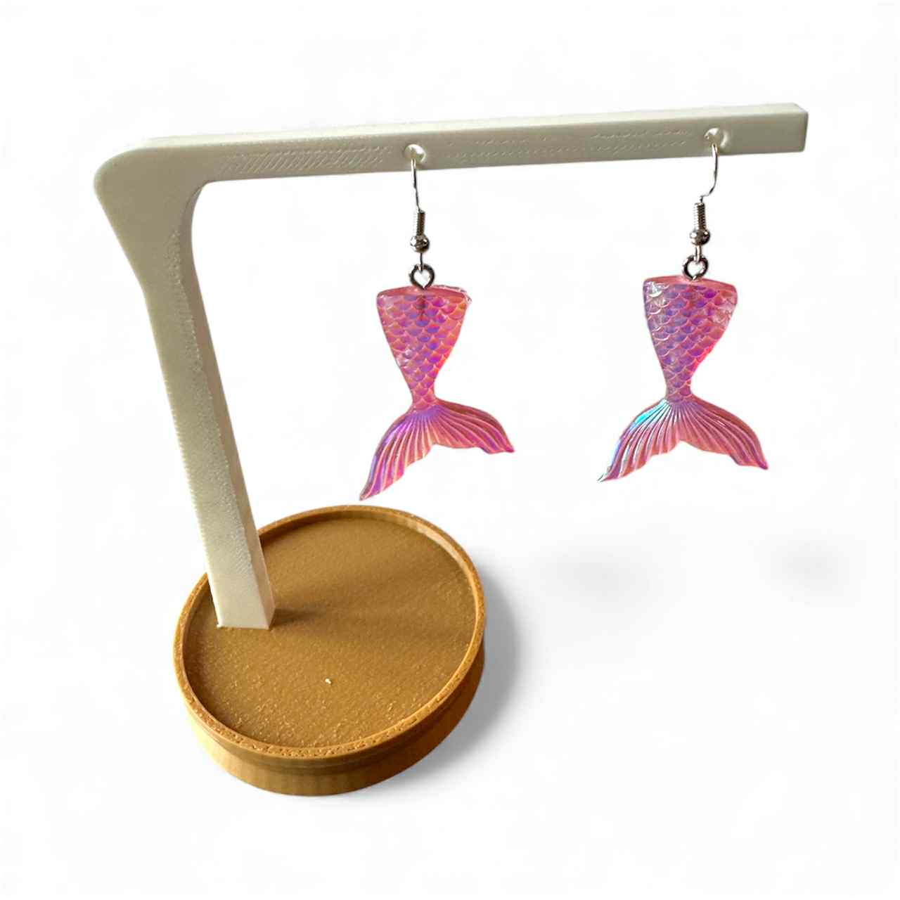 Mermaid Tail Earrings Iridescent Lightweight Hypoallergenic