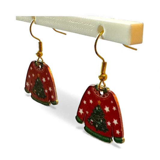 Christmas Sweater Earrings Lightweight Hypoallergenic Holiday Jewelry