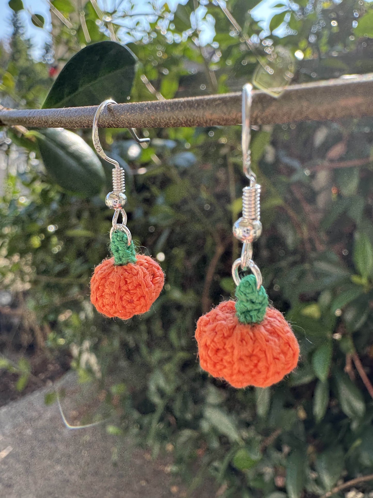Orange Micro Crochet Pumpkin Earrings