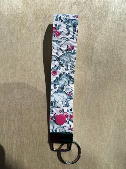 Dinosaur Floral Wristlet Keychain