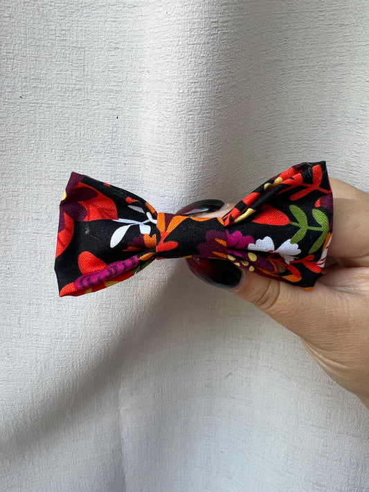 Dark Floral Fabric Bow