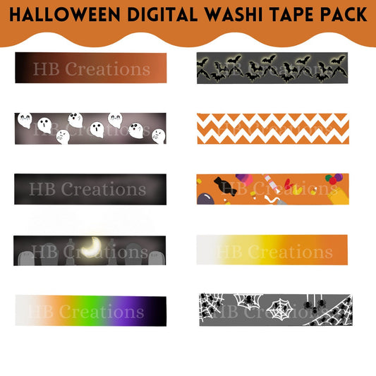 Digital Halloween Washi Tape Pack | Clipart | Digital Planner | Digital Stickers