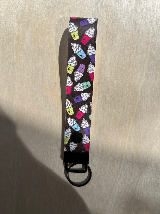Ice Cream Frozen Drink Claspable Wristlet Keychain